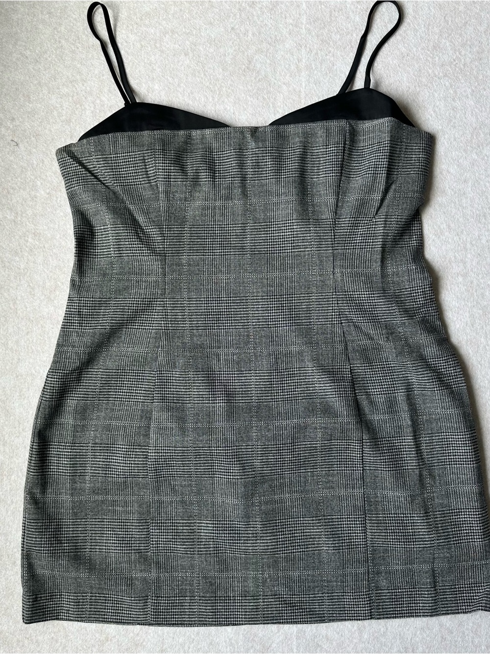 French Connection Women’s Dress Size 14 Black/Charcoal Plaid Mini Dress NWT